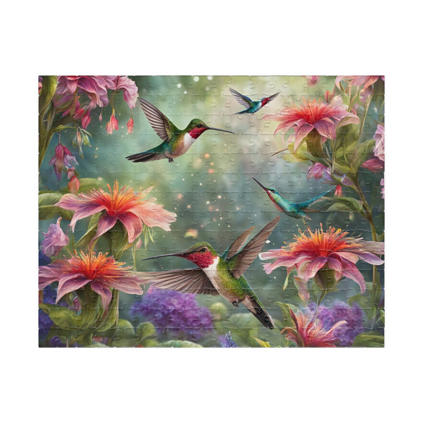 Nature's Harmony Puzzle - Colorful Hummingbirds & Flowers, 110-1014 pieces, Perfect for Family Time, Gifts, and Relaxation