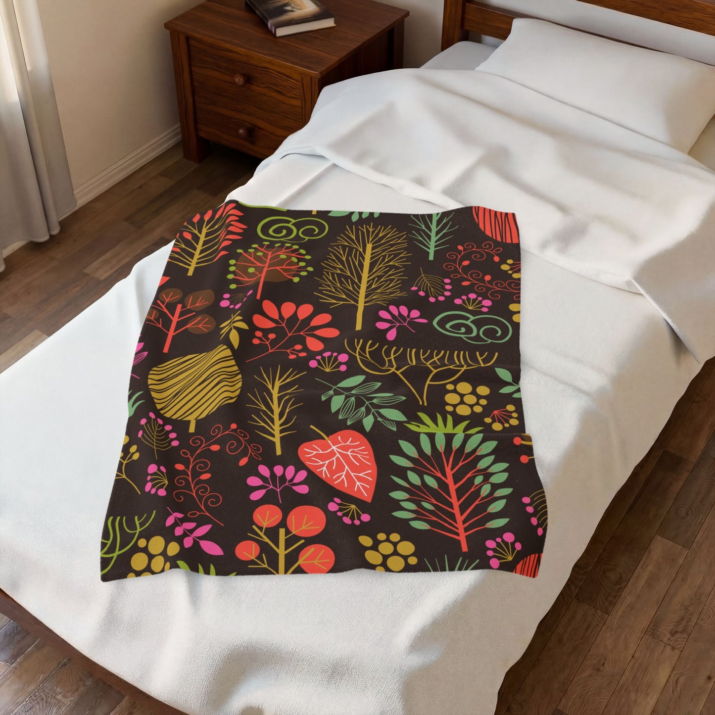 Floral Forest Velveteen Plush Blanket