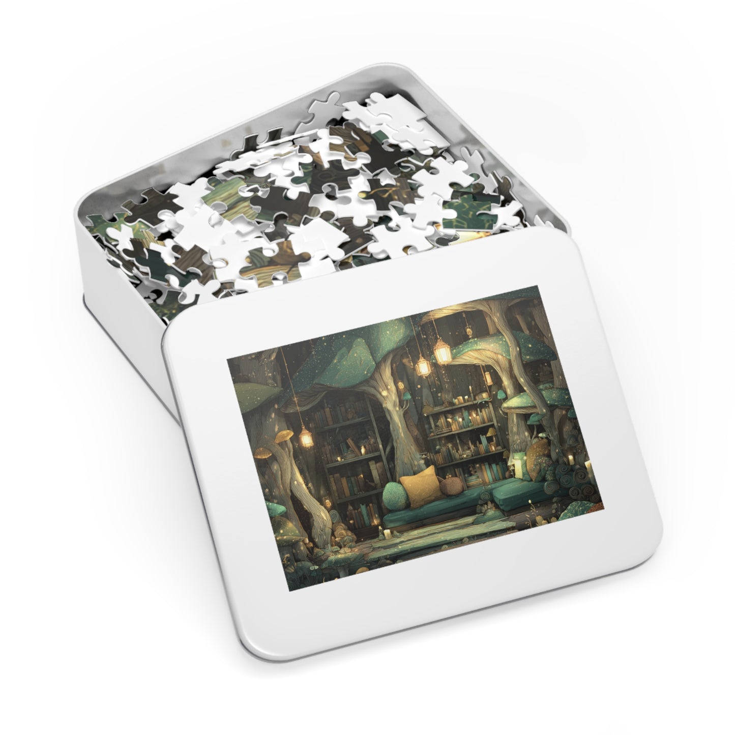 Mystical Mushroom Library Jigsaw Puzzle (with Tin)