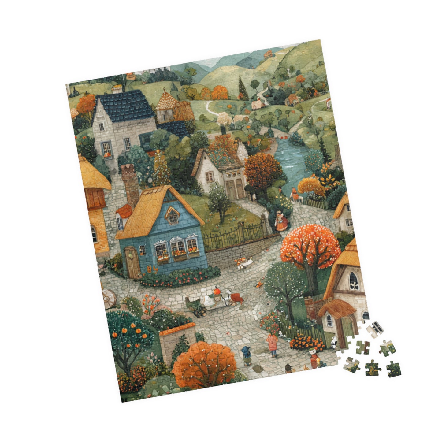 Cozy Village Countryside Jigsaw Puzzle — Autumn Scenic 110/252/520/1014 pc