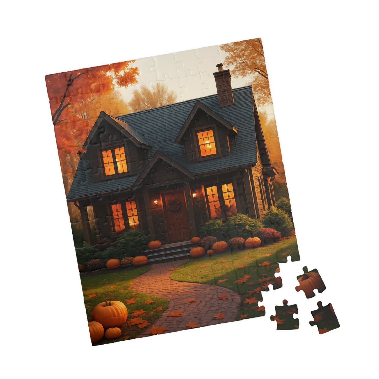 Autumn Cottage Jigsaw Puzzle – Cozy Pumpkin House 252/520/1014 pcs