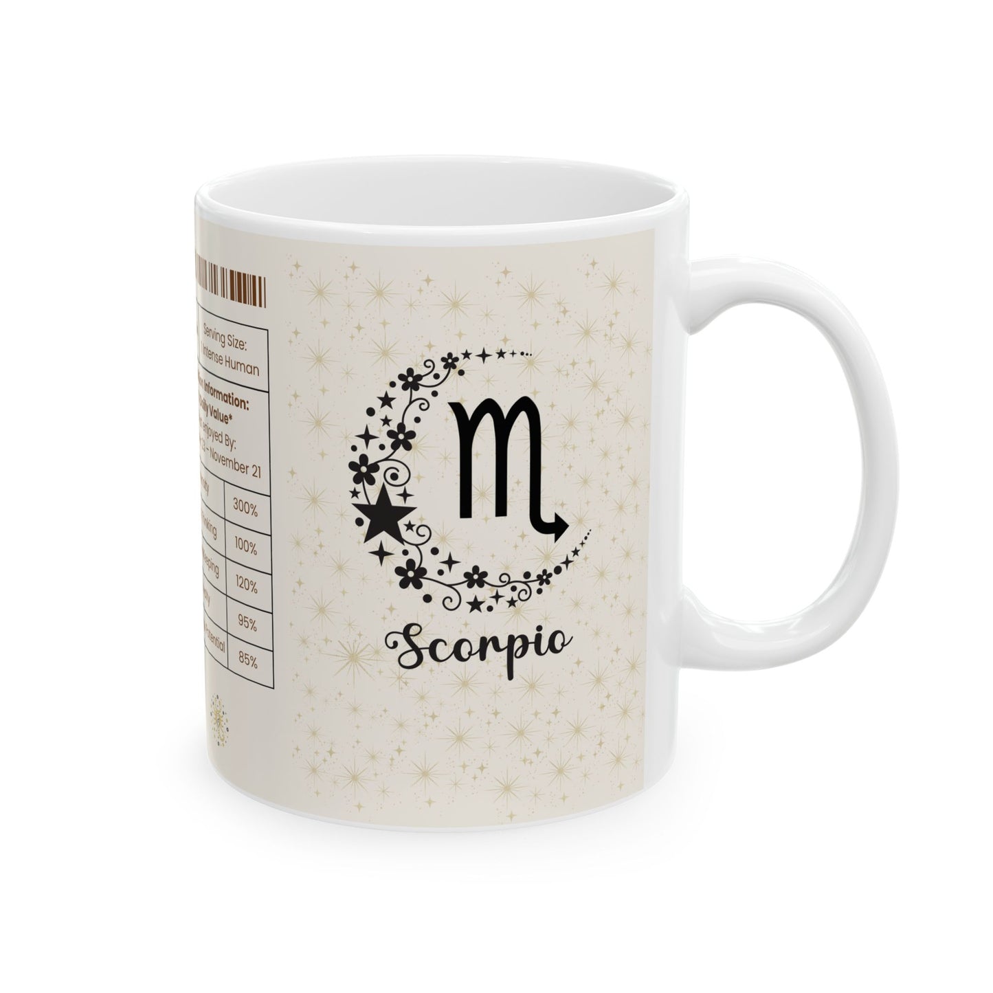 Scorpio Nutrition Facts Mug, Funny Astrology Gift, Zodiac Ceramic Mug 11oz & 15oz, Birthday Gift for Scorpio, Astrology Lover Gift
