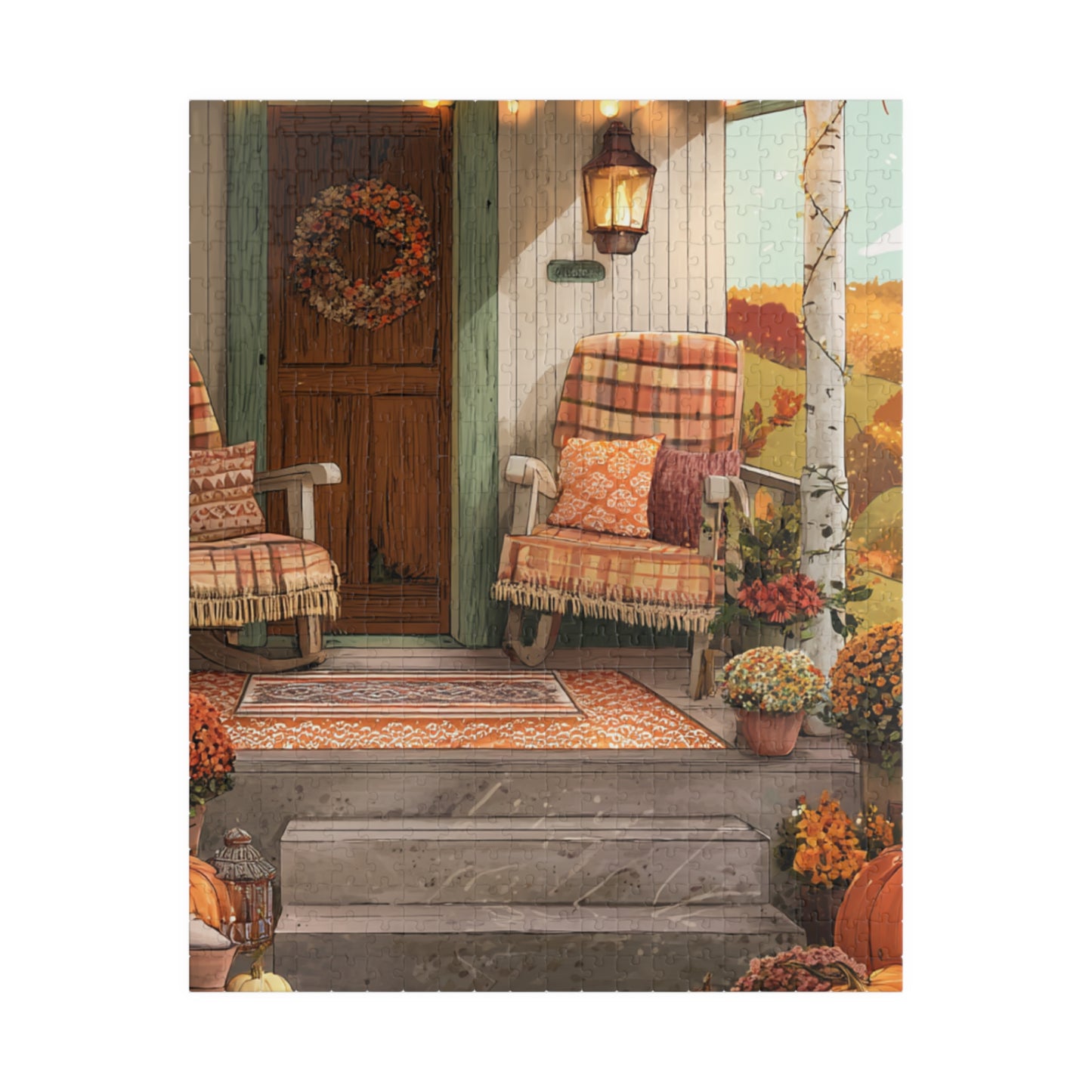 Autumn Porch Puzzle – Cozy Fall Front Porch Jigsaw (110/252/520/1014 pcs)