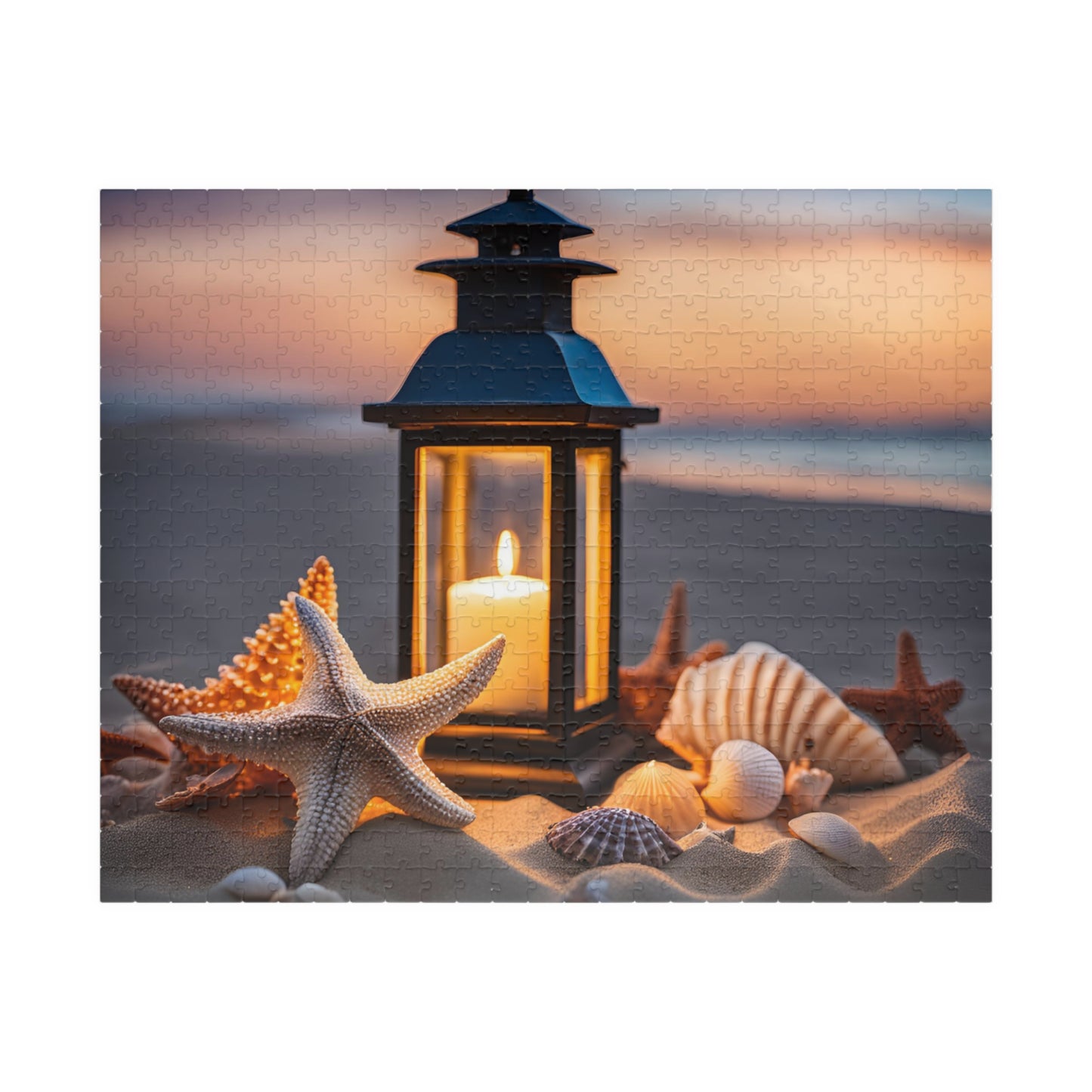 Serenity with Seashells and Lantern, Coastal Decor, Gift for Ocean Lovers, Family Game Night