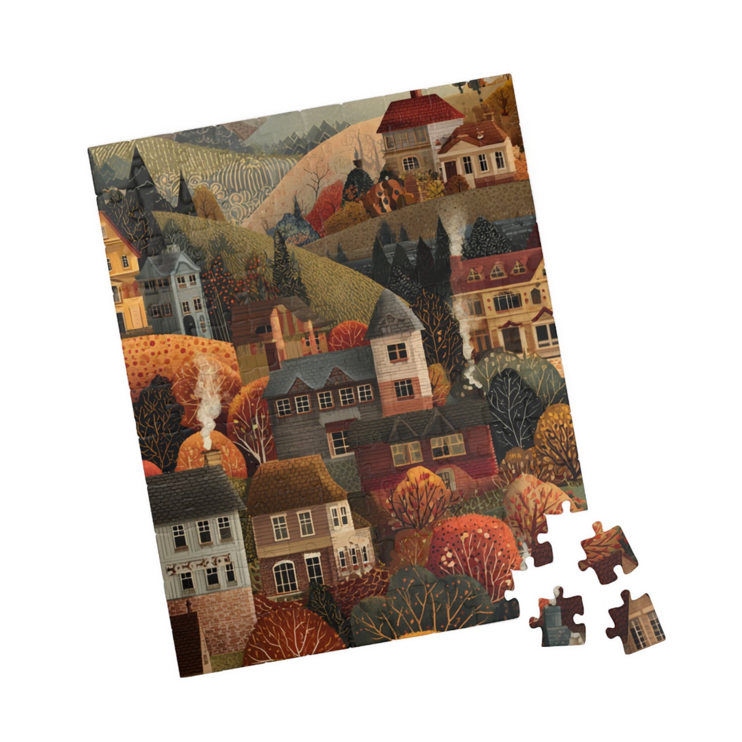 Autumn Village Jigsaw Puzzle — 110/252/520/1014-Piece Cozy Fall Landscape Puzzle