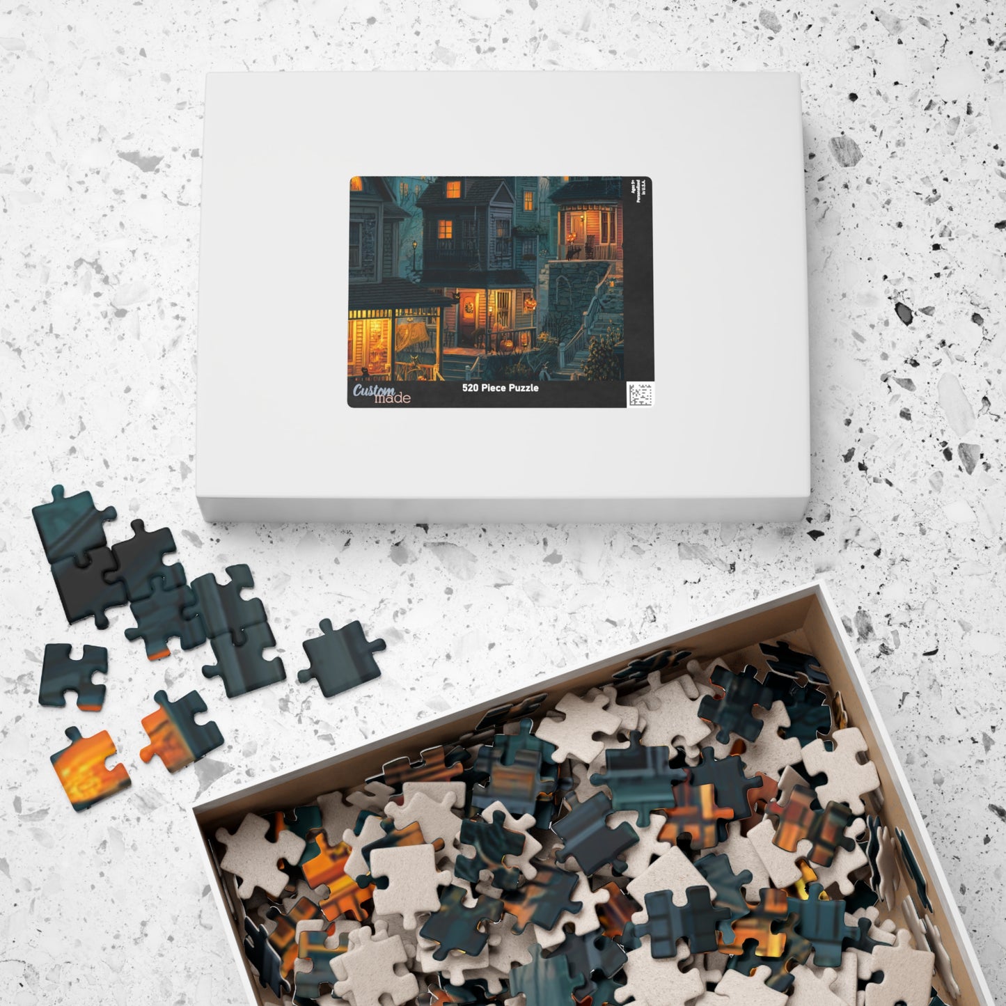 Creepy Town on Halloween Night Puzzle, Spooky Haunted Jigsaw for Family Game Night & Seasonal Fun, 110-1014 Piece Jigsaw Puzzle