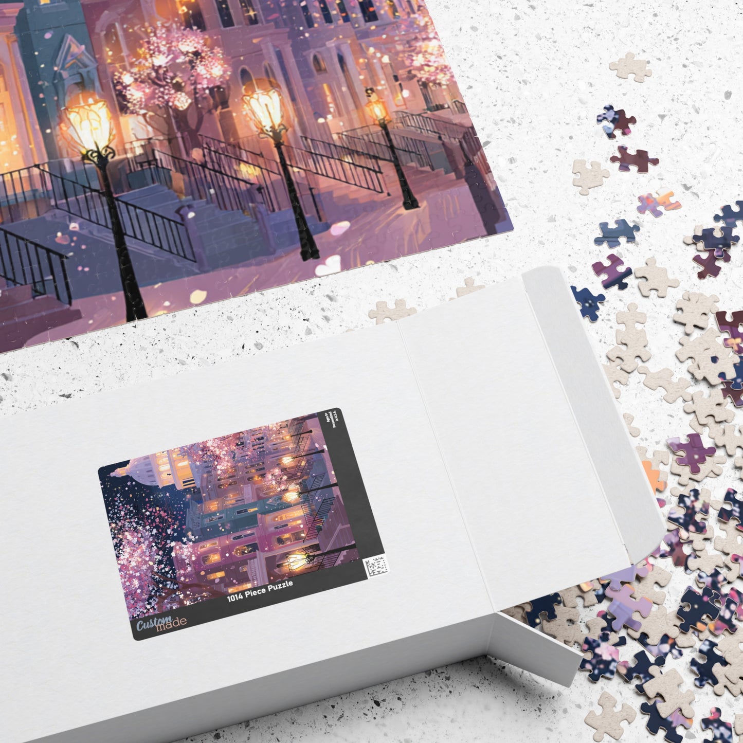 Washington DC Cherry Blossom Cityscape Puzzle — Scenic Nighttime Street 110–1014 Piece Jigsaw