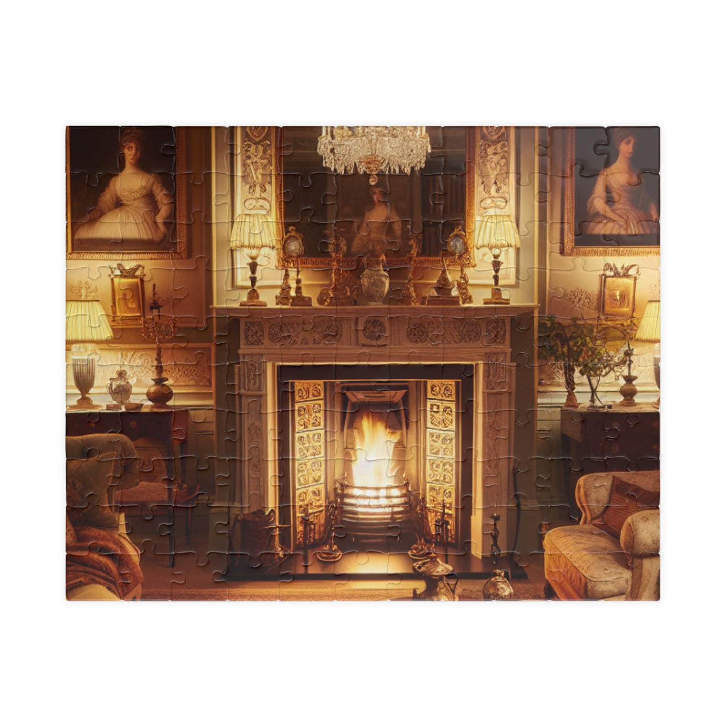 Victorian Elegance Puzzle – Cozy Victorian Living Room with Fireplace, Perfect Fall & Winter Gift