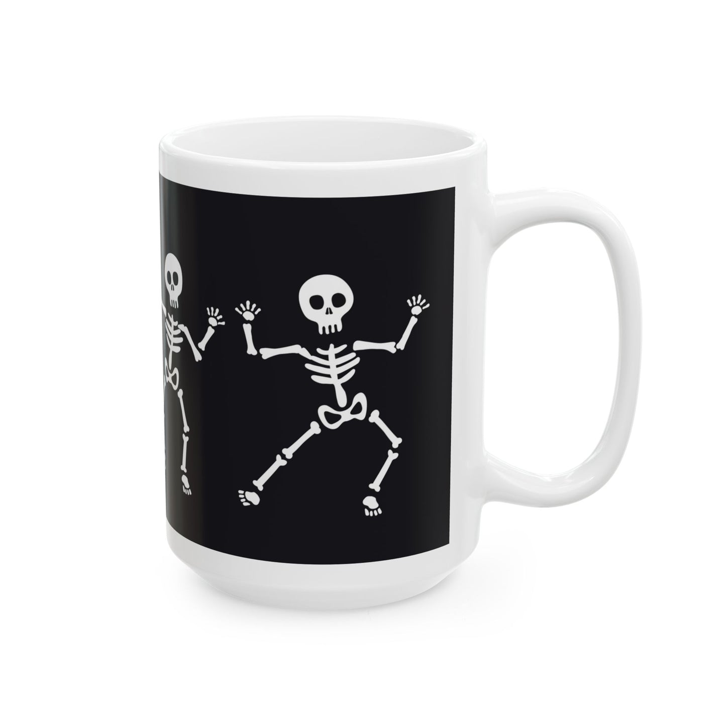 Skeleton Dance Ceramic Mug: Fun Halloween Gift, Coffee Cup, Party Decor, Spooky Season, 11 oz and 15 oz mugs
