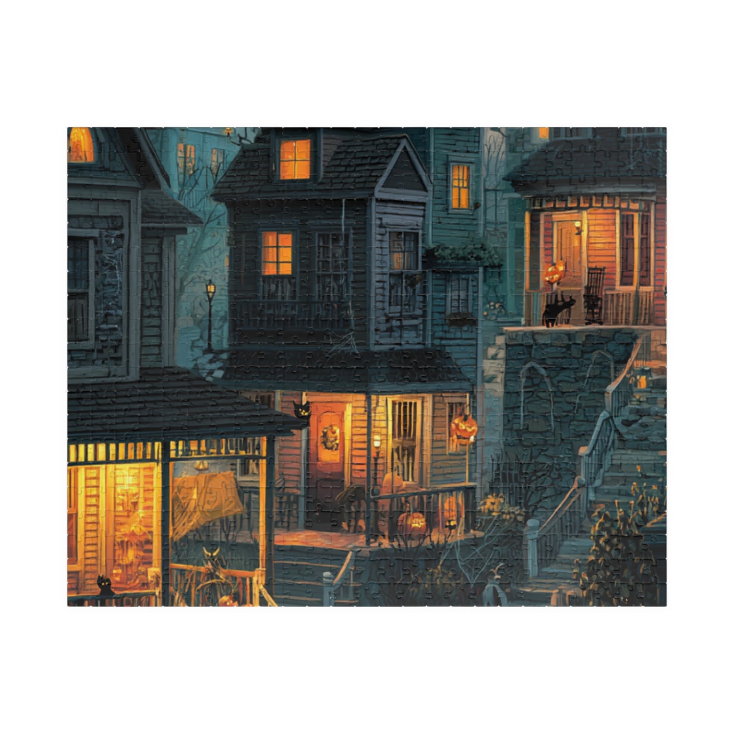 Creepy Town on Halloween Night Puzzle, Spooky Haunted Jigsaw for Family Game Night & Seasonal Fun, 110-1014 Piece Jigsaw Puzzle