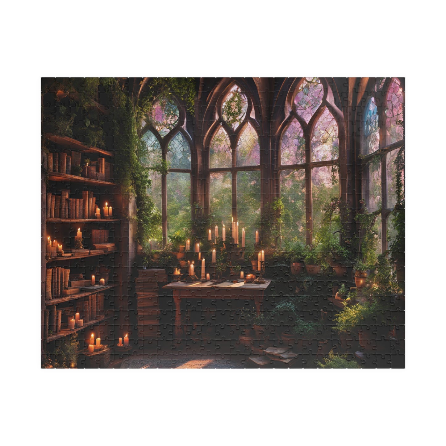 Magical Cozy Library Puzzle, 110, 252, 520, 1014-piece, Magical cozy library puzzle with enchanted books and mystical artifacts"