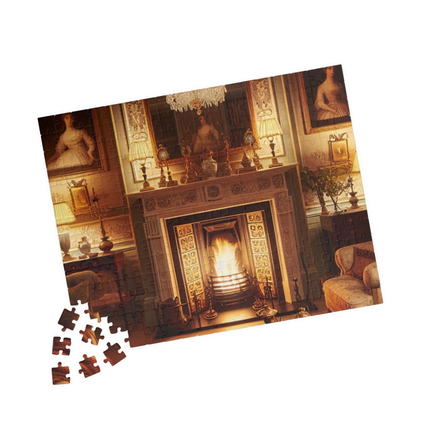 Victorian Elegance Puzzle – Cozy Victorian Living Room with Fireplace, Perfect Fall & Winter Gift