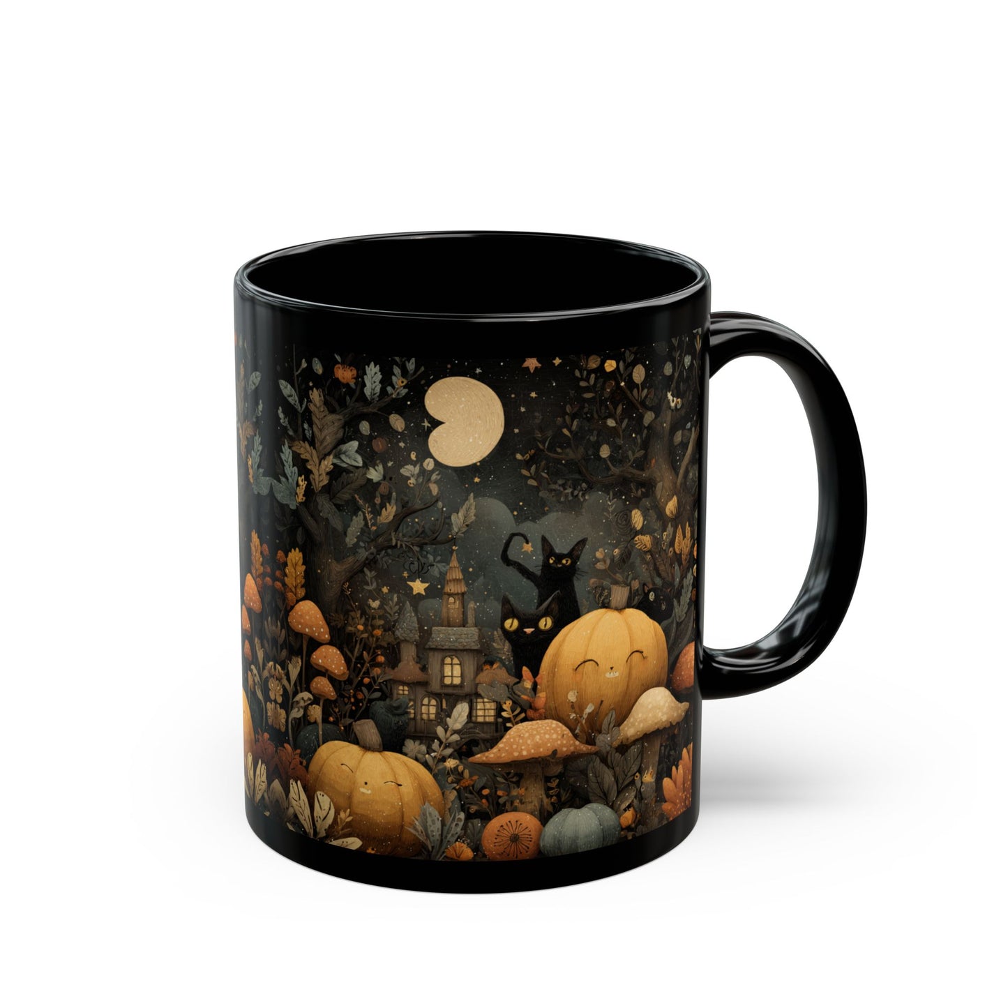 Whimsical Halloween Mug - Cozy Autumn Vibes, Perfect for Spooky Season, Cat Lover Gift, Fall Decor, Holiday Beverage Cup