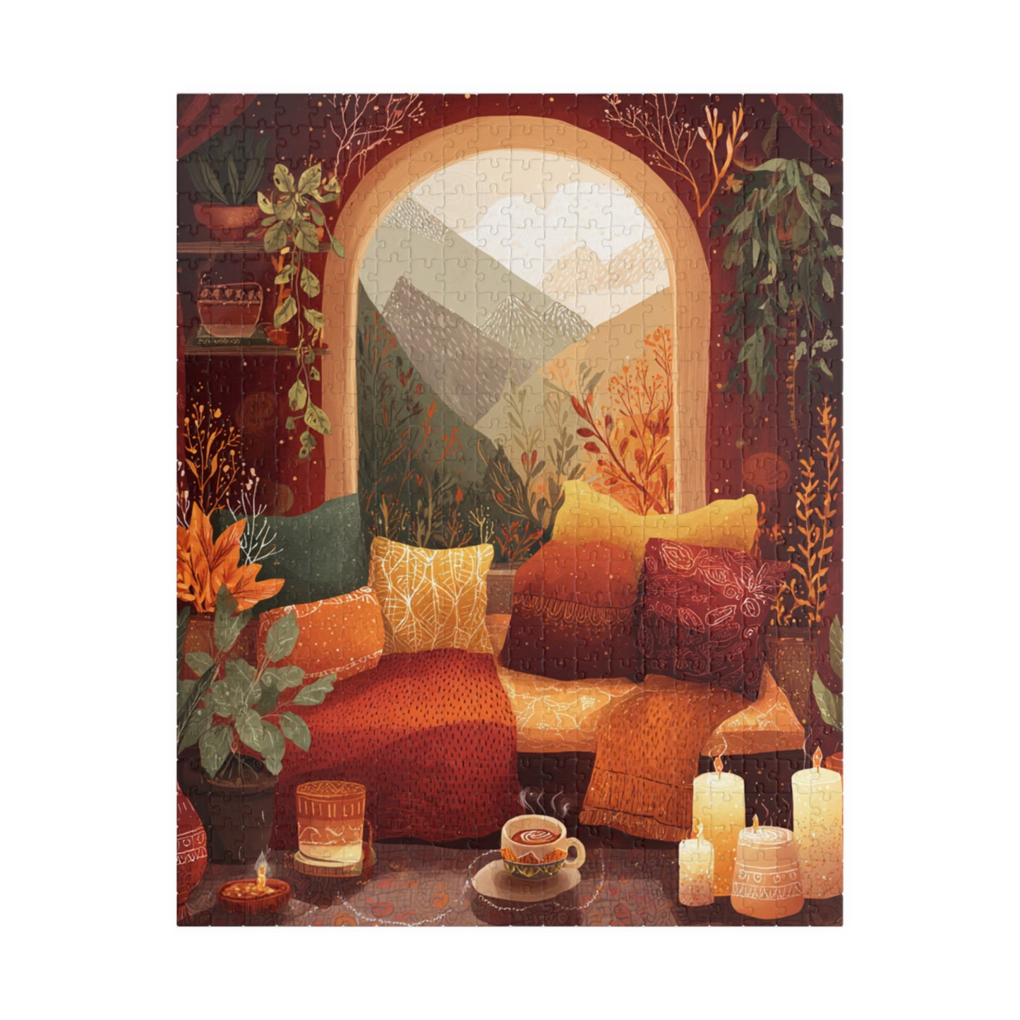 The Autumn Hygge Collection, Autumn Mountain Whispers Puzzle, Cozy Whimsical Autumn Living Room Jigsaw, 110 to 1014 Pieces, Fall Decor Gift