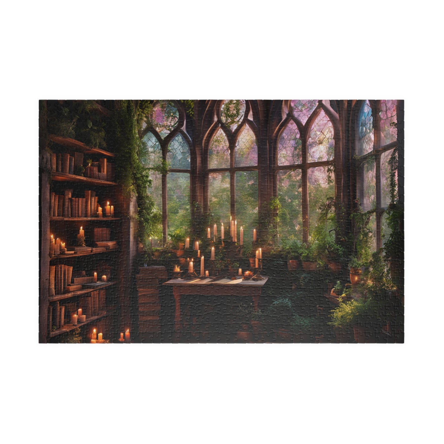 Magical Cozy Library Puzzle, 110, 252, 520, 1014-piece, Magical cozy library puzzle with enchanted books and mystical artifacts"