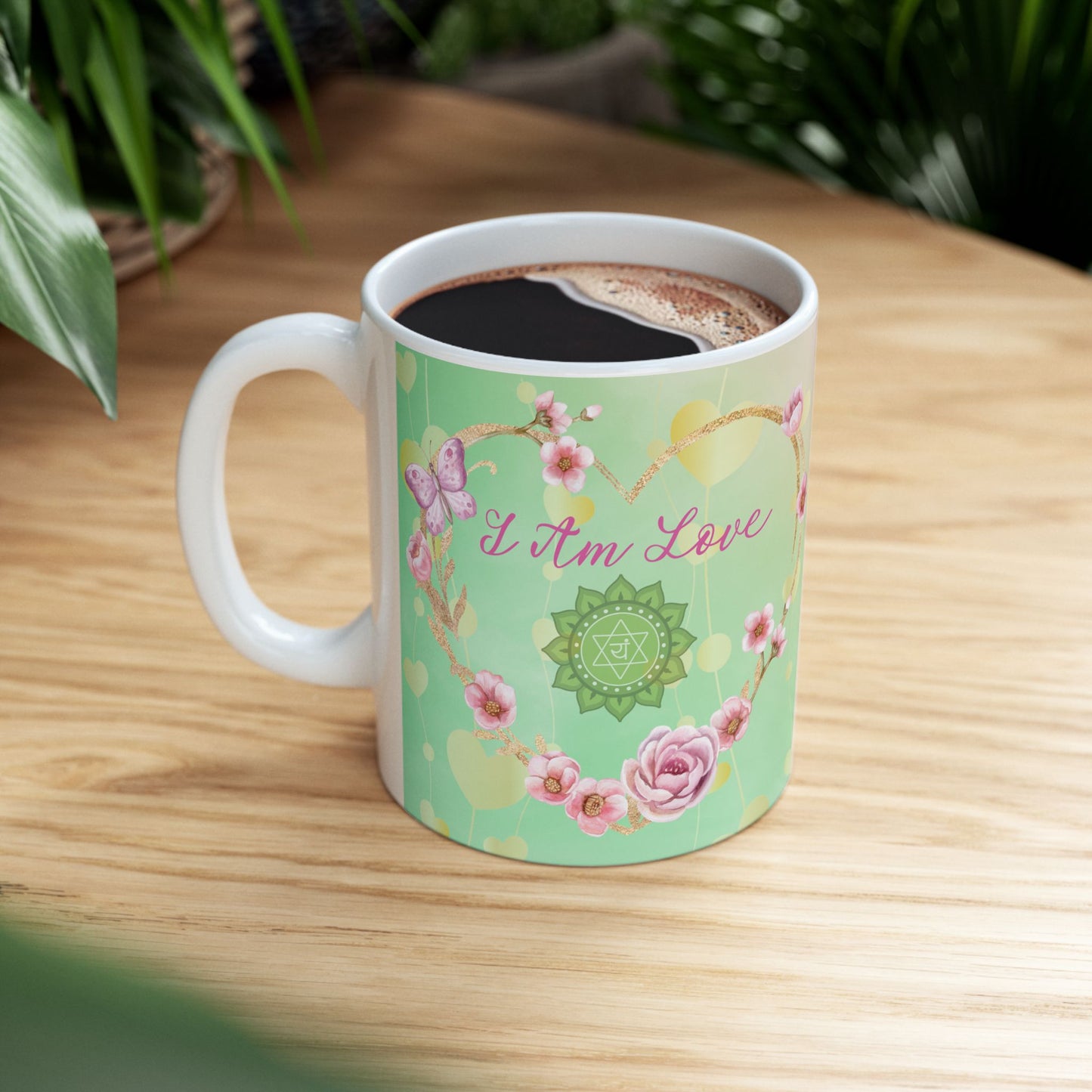 Heart Chakra Mug, Ethereal Chakra Mug Collection, Love & Compassion Coffee Mug with Heart Symbolism, Spiritual Gift, 11oz, 15oz Mug