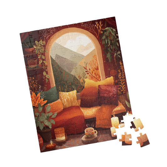 The Autumn Hygge Collection, Autumn Mountain Whispers Puzzle, Cozy Whimsical Autumn Living Room Jigsaw, 110 to 1014 Pieces, Fall Decor Gift