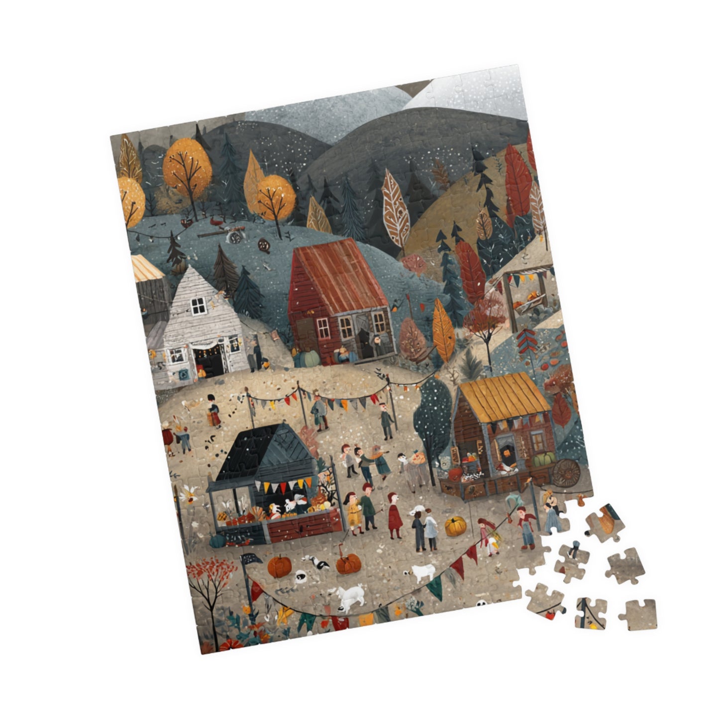 Autumn in a Countryside Village Puzzle | Scenic Fall Landscape | Cozy Autumn Jigsaw | Gift for Nature & Puzzle Lovers | Jazz N’ Coffee Puzzles