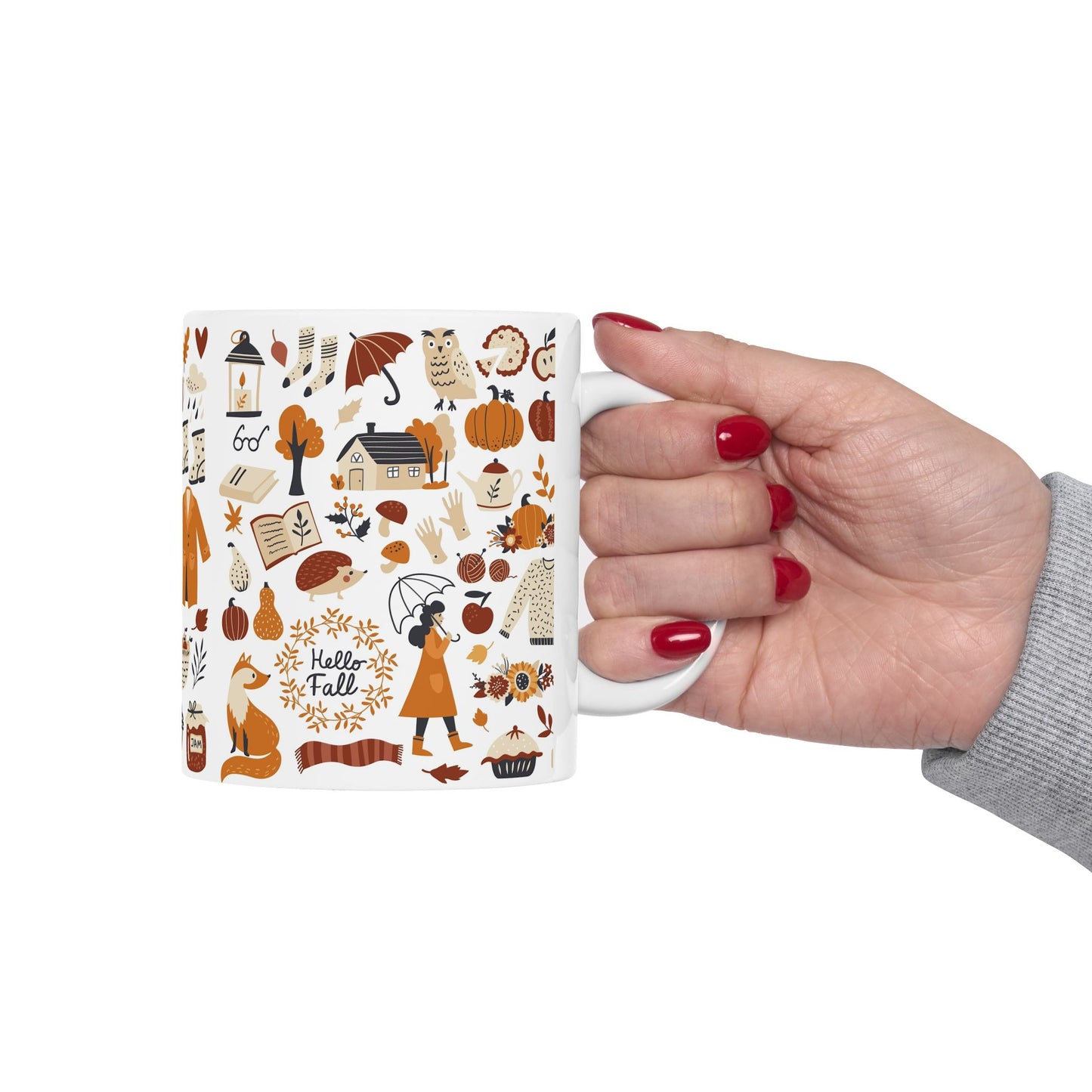 Cozy Autumn Ceramic Mug, Fall Coffee Cup, Pumpkin Spice Gift, Seasonal Kitchen Decor, Cute Fox Design, Perfect For Fall Celebrations