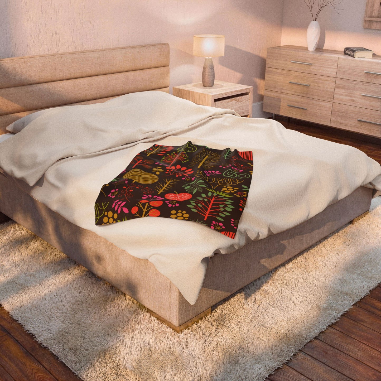 Floral Forest Velveteen Plush Blanket