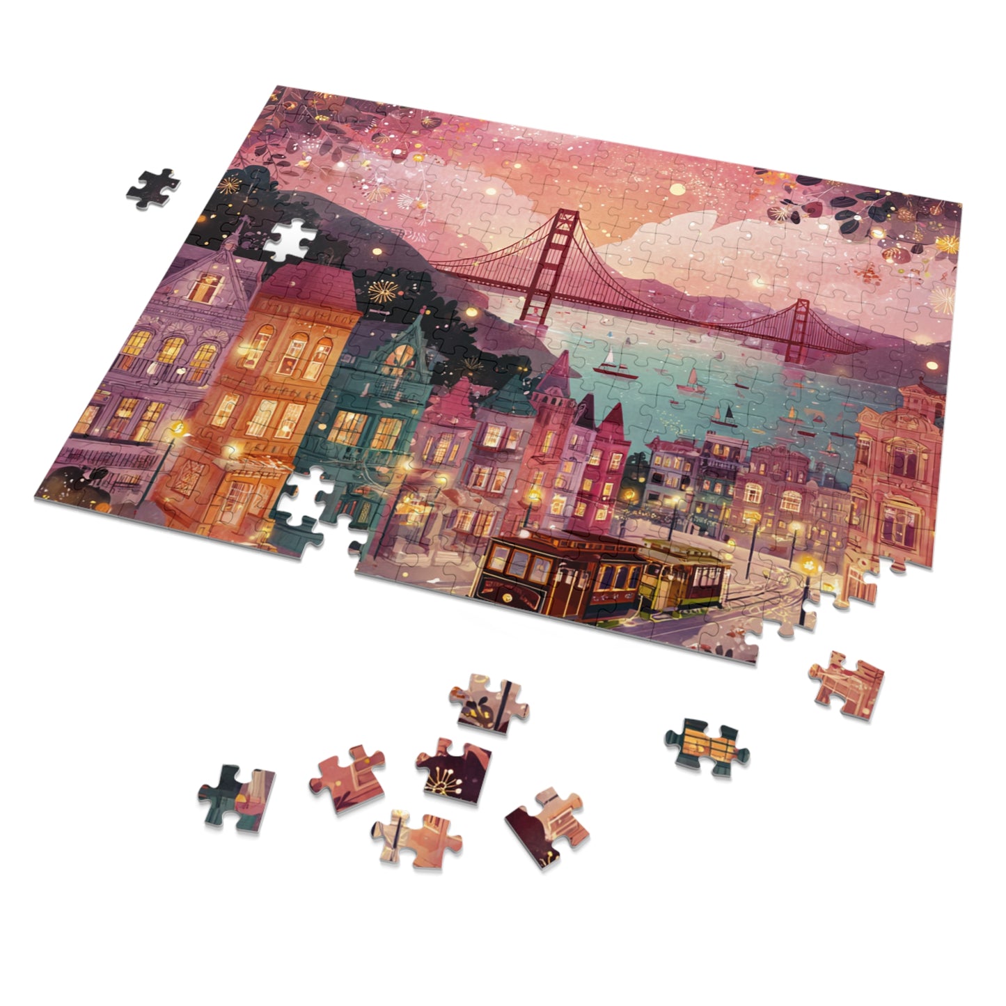 San Francisco by the Bay Puzzle – A Whimsical Cityscape-Jigsaw Puzzle with Tin