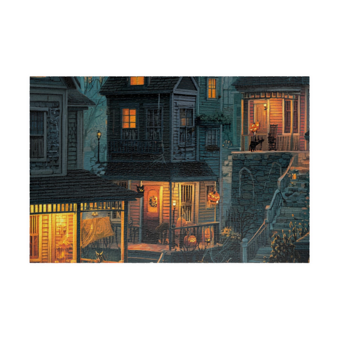 Creepy Town on Halloween Night Puzzle, Spooky Haunted Jigsaw for Family Game Night & Seasonal Fun, 110-1014 Piece Jigsaw Puzzle