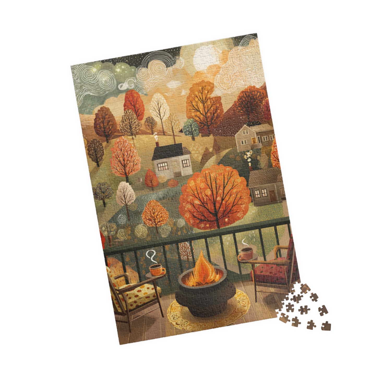 Autumn Evening Puzzle — Cozy Fall Landscape Jigsaw (110/252/520/1014 pcs)