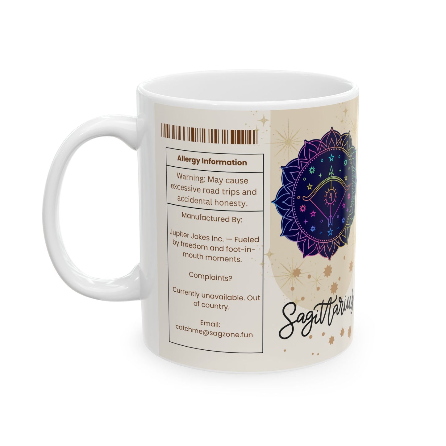 Sagittarius Nutrition Facts Mug, Funny Astrology Gift, Zodiac Ceramic Mug 11oz & 15oz, Birthday Gift for Sagittarius, Astrology Lover Gift