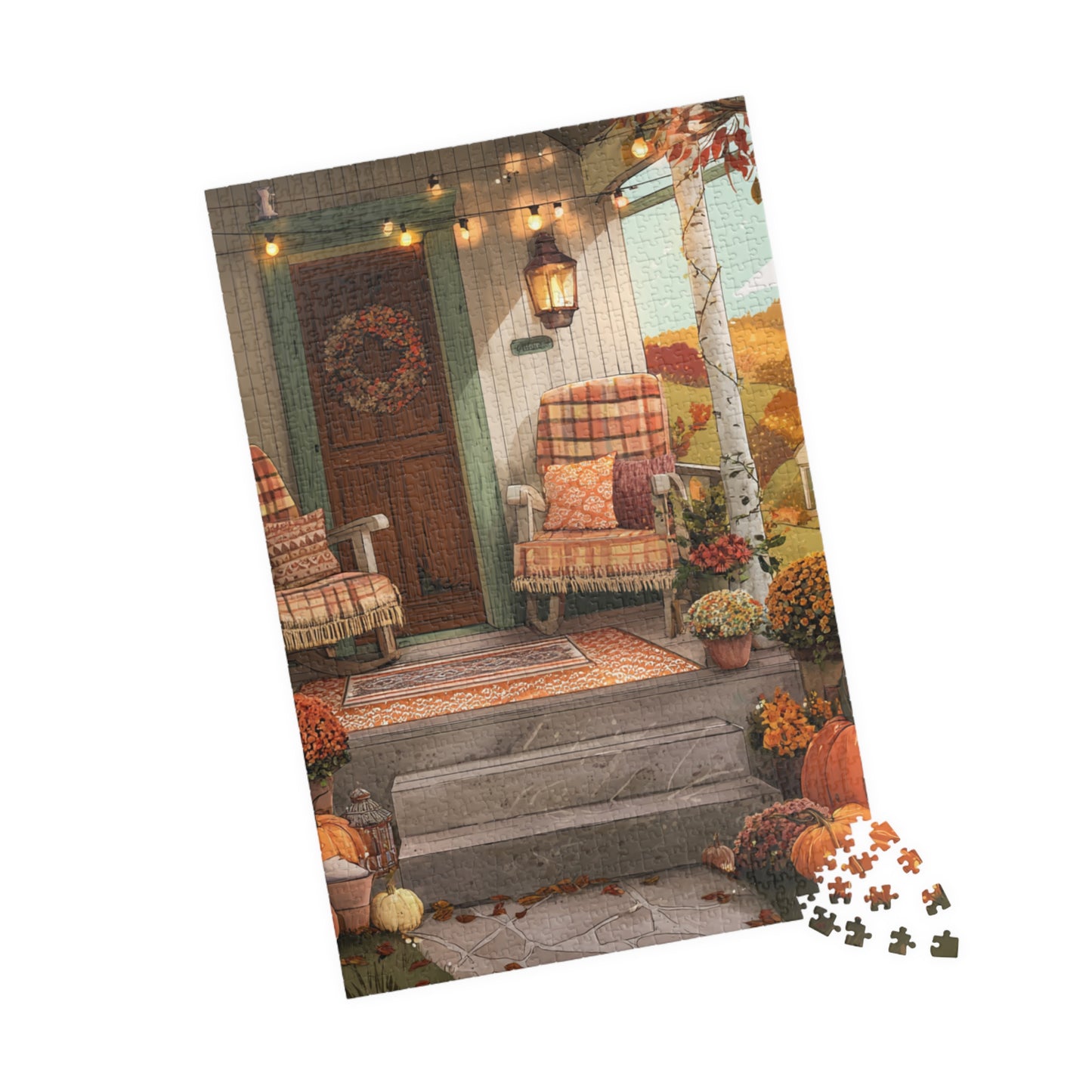 Autumn Porch Puzzle – Cozy Fall Front Porch Jigsaw (110/252/520/1014 pcs)