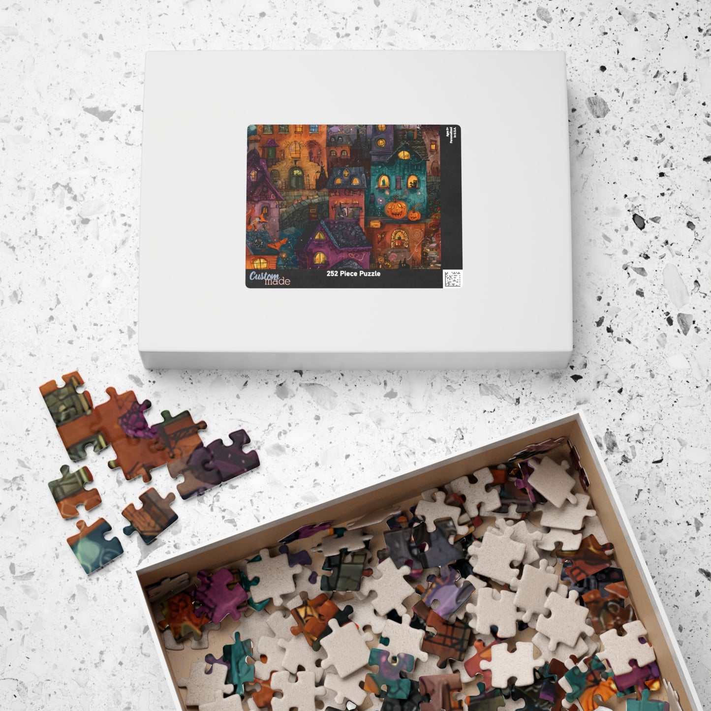 Spookington Village Puzzle Collection, Whimsical & Spooky Halloween Town Jigsaw for Family Fun, Spooky Atmosphere, Halloween Puzzle Gift