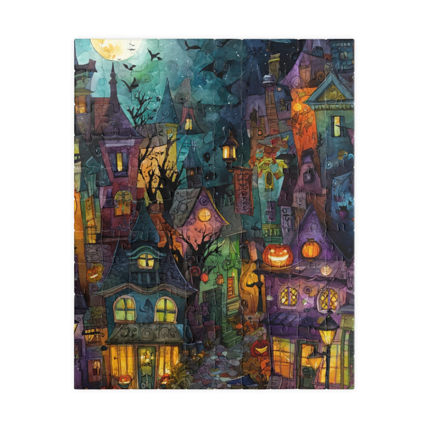 Spookington Village Collection, Halloween Bat Spectacular Puzzle, Whimsical Haunted Town Jigsaw for Kids & Adults, Halloween Decor, Family Game Night