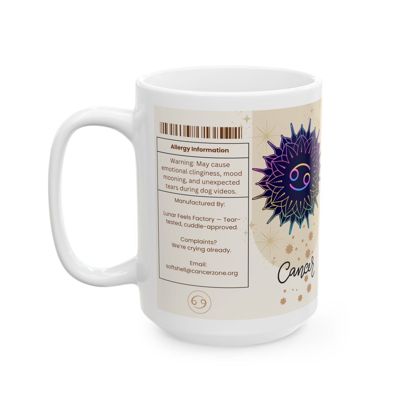 Cancer Nutrition Facts Mug, Funny Astrology Gift, Zodiac Ceramic Mug 11oz & 15oz, Birthday Gift for Cancer, Astrology Lover Gift