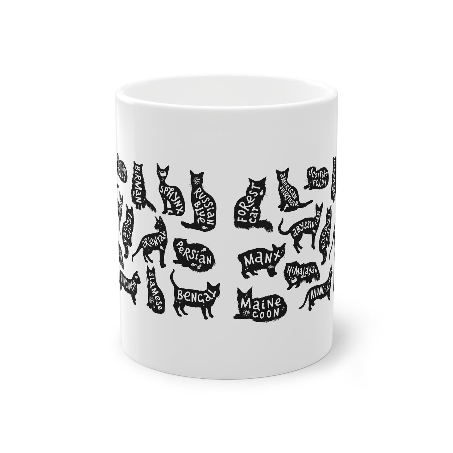 Cat Breeds Mug, 11oz Mug, Cute Coffee Cup for Cat Lovers,  Kitty Art Mug for Cat Moms & Dads, Veterinarian Gift, Pet Sitter Gift