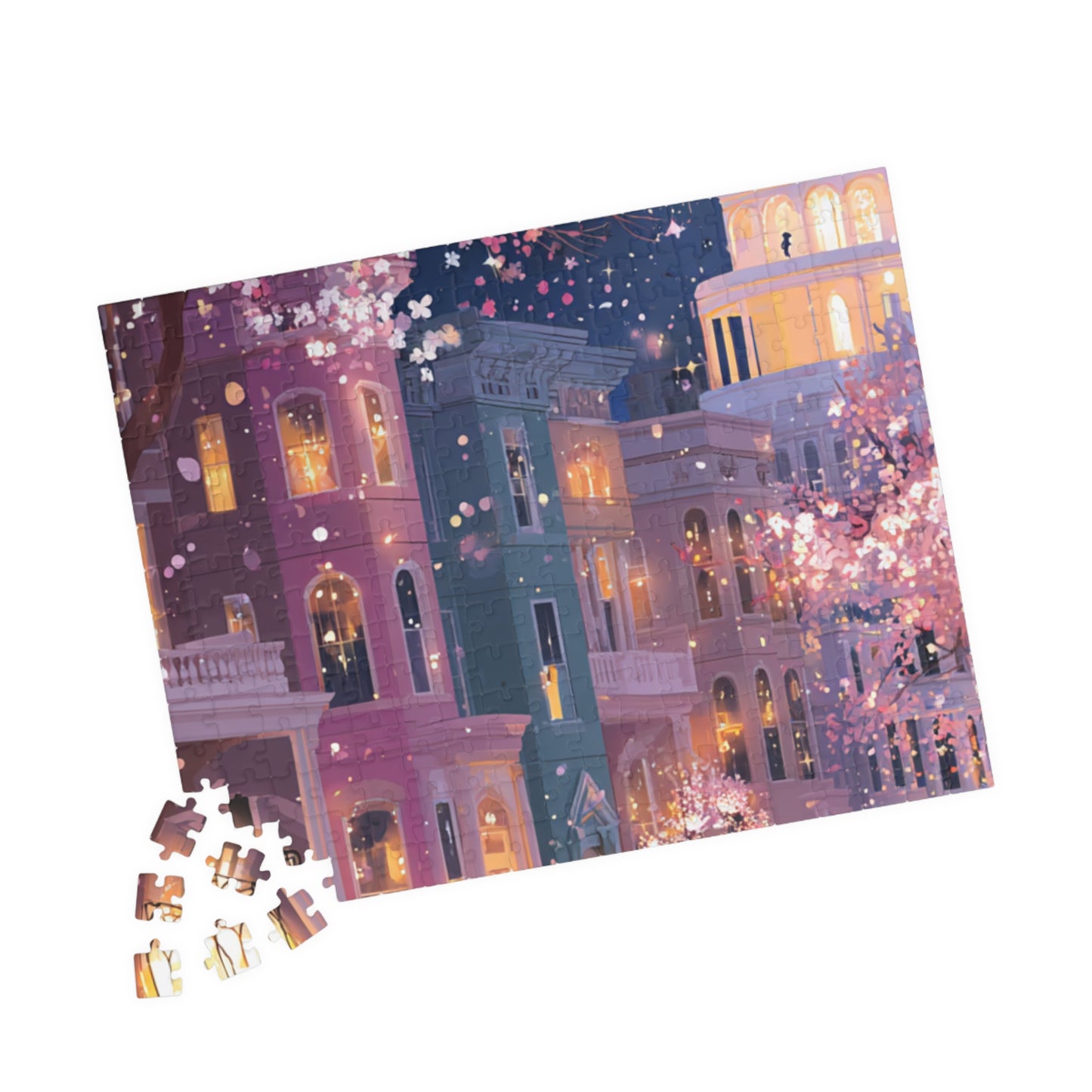 Washington DC Cherry Blossom Cityscape Puzzle — Scenic Nighttime Street 110–1014 Piece Jigsaw
