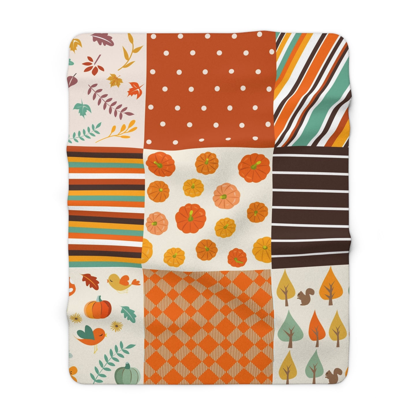 Cozy Autumn Sherpa Blanket | Pumpkin & Leaf Fleece Throw | Fall Decor Accent | Soft Plush Warm Blanket Gift | Jazz N’ Coffee Puzzles