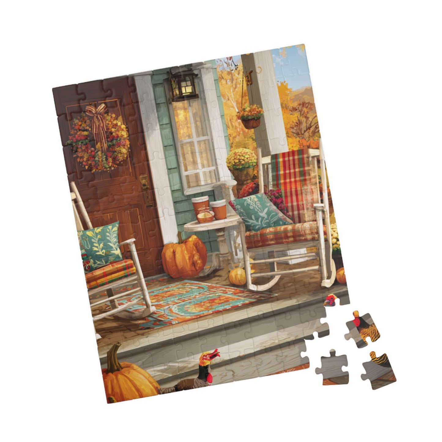 Cozy Autumn Porch Scene Jigsaw Puzzle — Fall Decor Puzzle (110/252/520/1014 pcs)