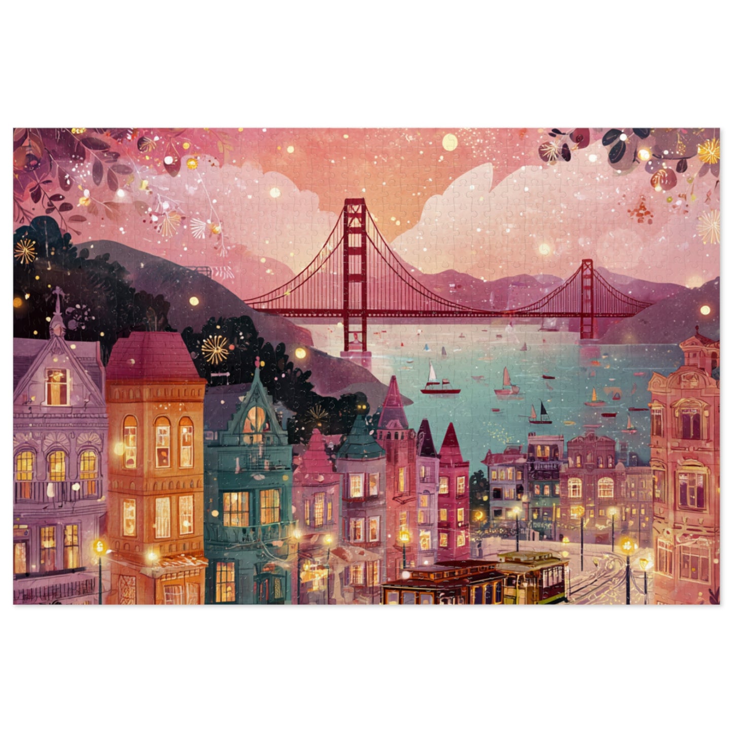 San Francisco by the Bay Puzzle – A Whimsical Cityscape-Jigsaw Puzzle with Tin