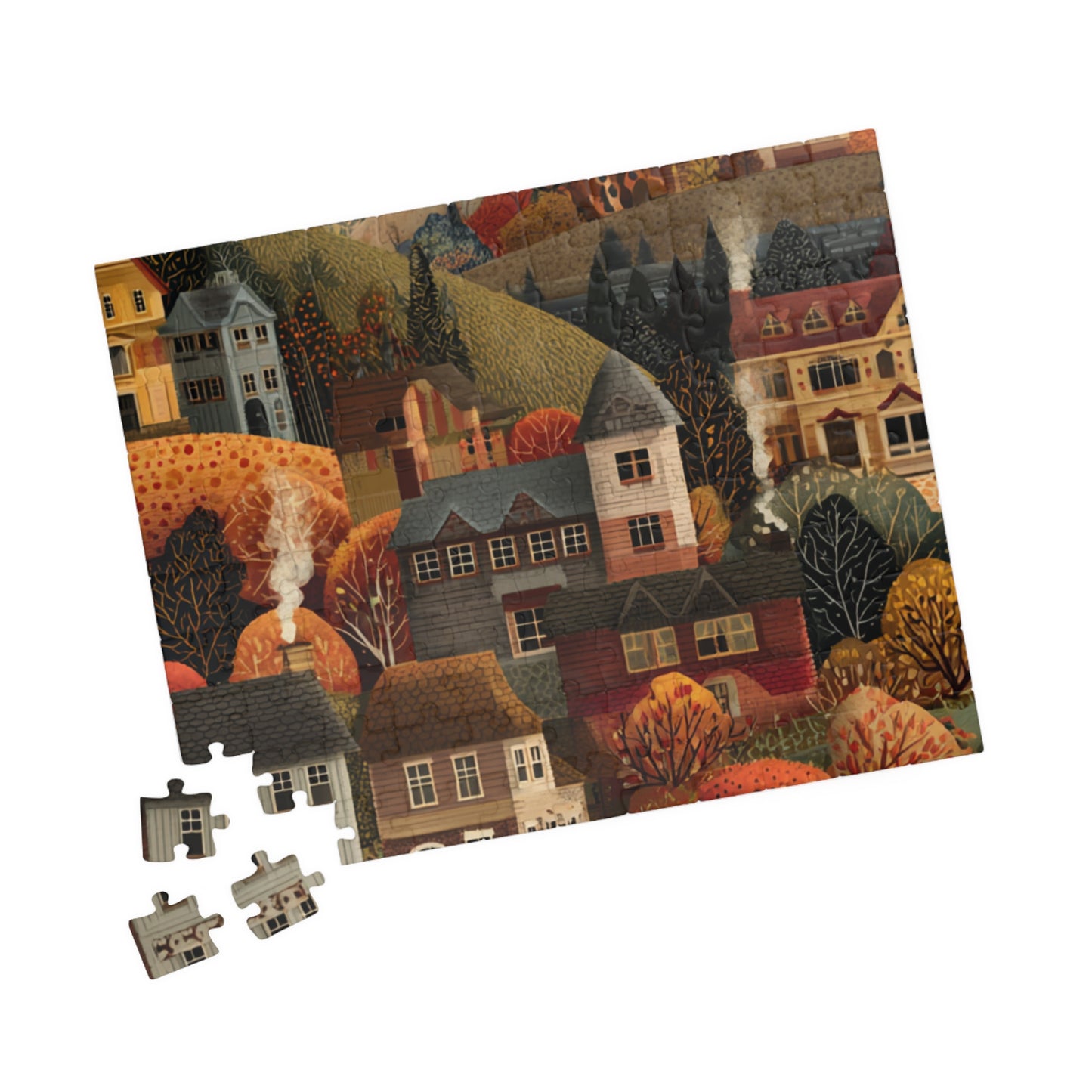 Autumn Village Jigsaw Puzzle — 110/252/520/1014-Piece Cozy Fall Landscape Puzzle