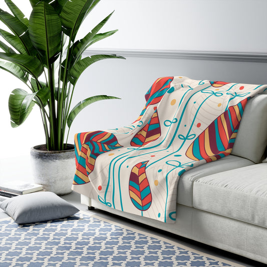 Colorful Leaf Sherpa Blanket | Cozy Fall Throw | Soft Plush Fleece | Warm Autumn Home Decor Gift | Jazz N’ Coffee Puzzles