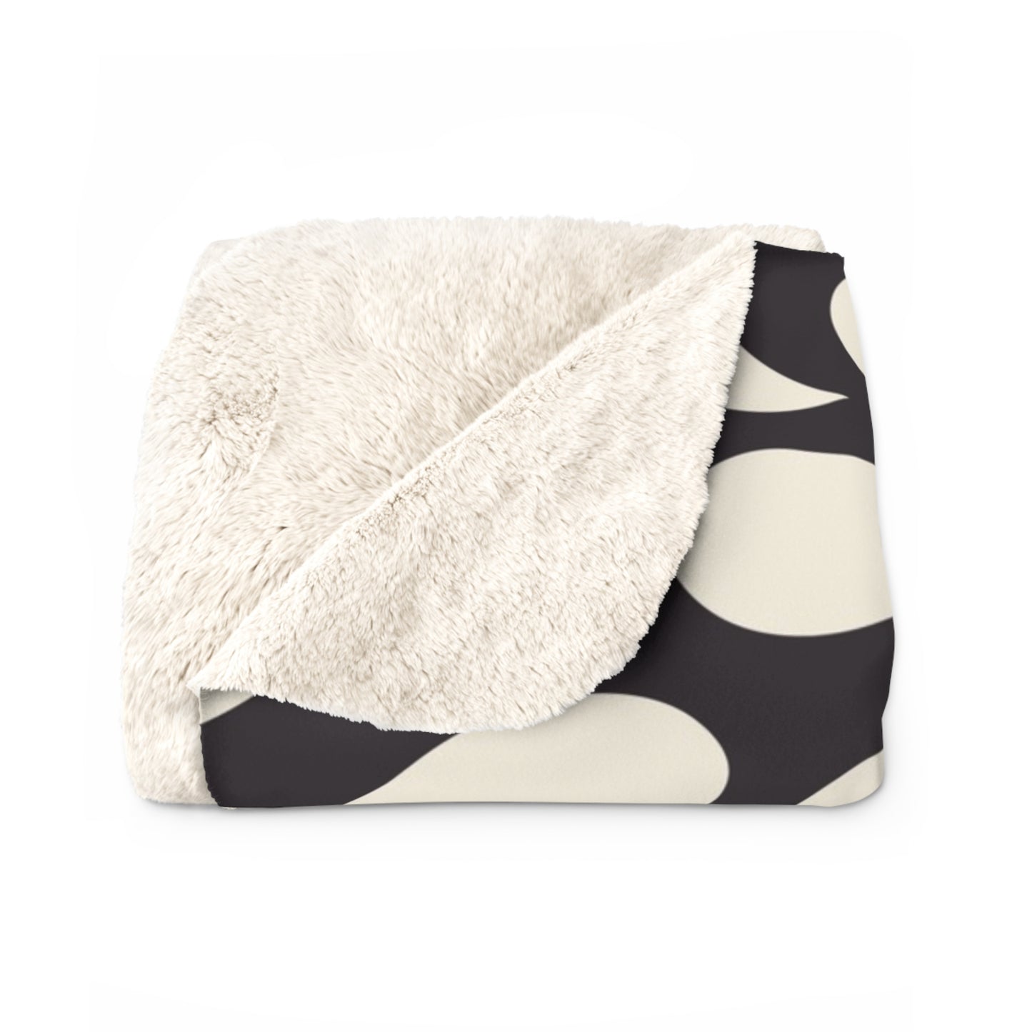 Black & Cream Swirl Sherpa Blanket — Cozy Geometric Fleece Throw