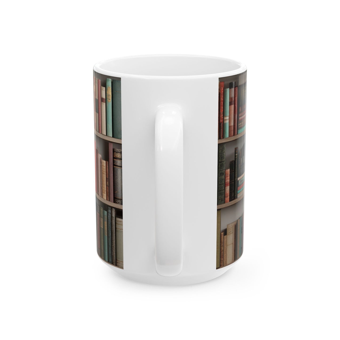 Bookshelf Ceramic Mug | Cozy Book Lover Gift | Reading Coffee and Tea Mug | Book Club Gift | Jazz N’ Coffee Puzzles