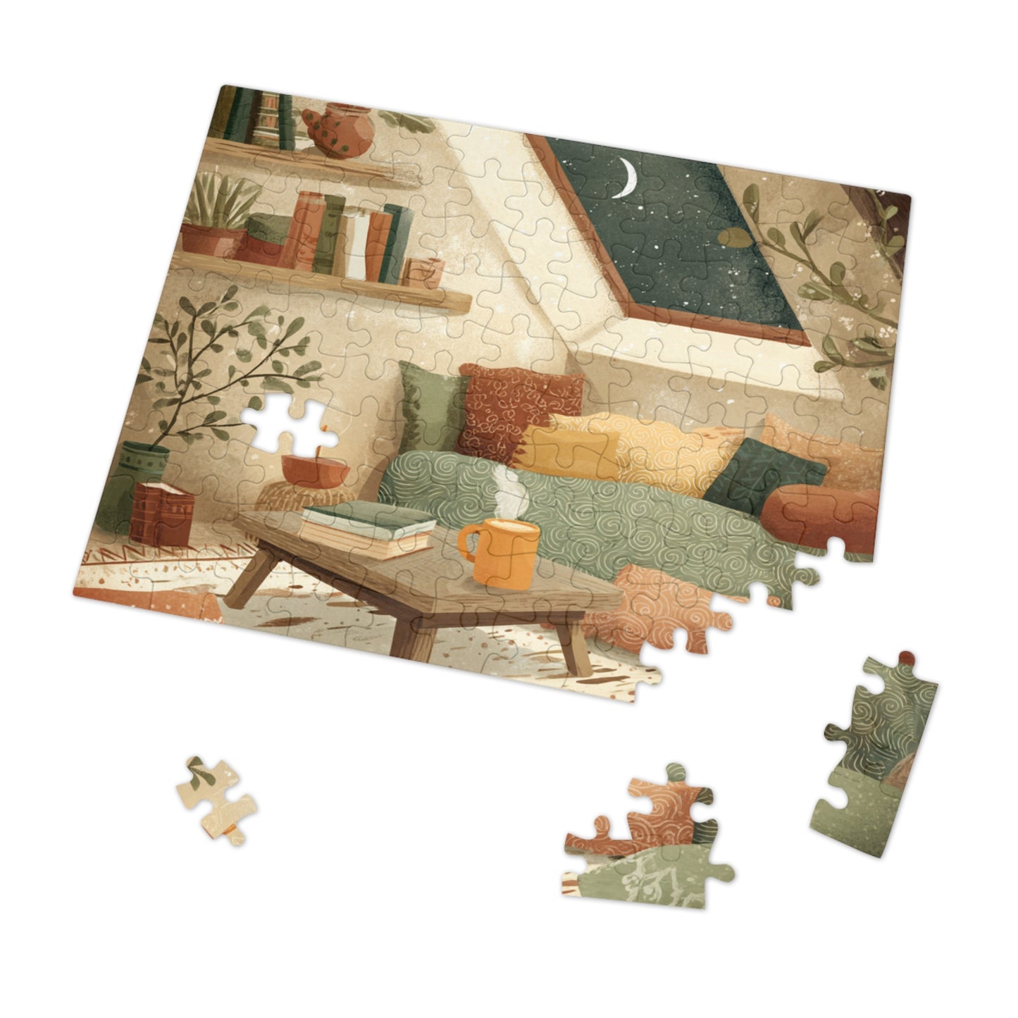 Cozy Night In Jigsaw Puzzle with Tin — 500‑Piece Reading Nook Puzzle