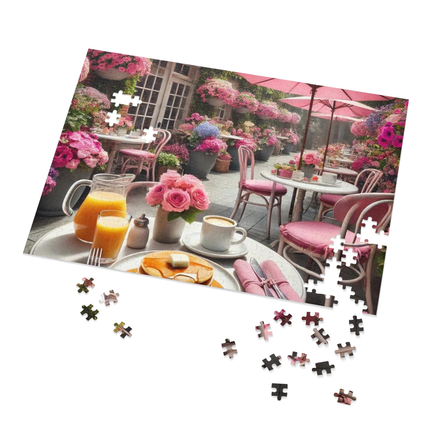 Blooming Café Bliss: Pancakes In Paradise- Jigsaw Puzzle
