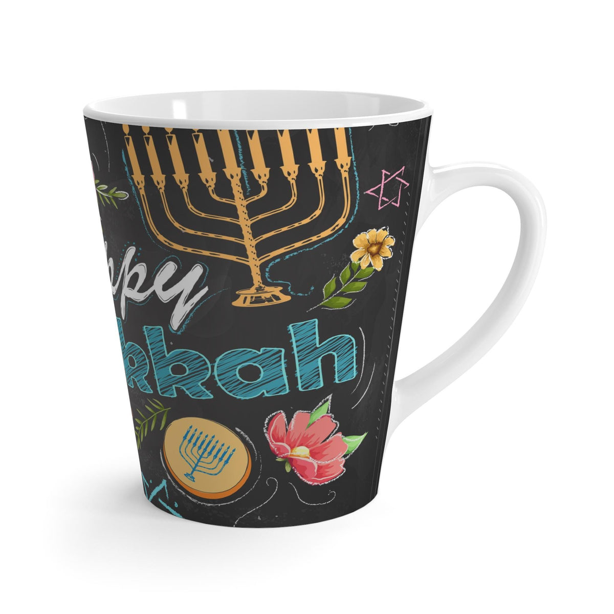 Festive Hanukkah Latte Mug, Holiday Coffee Cup, Jewish Celebration Drinkware, Unique Gift for Chanukah, Cozy Home Decor