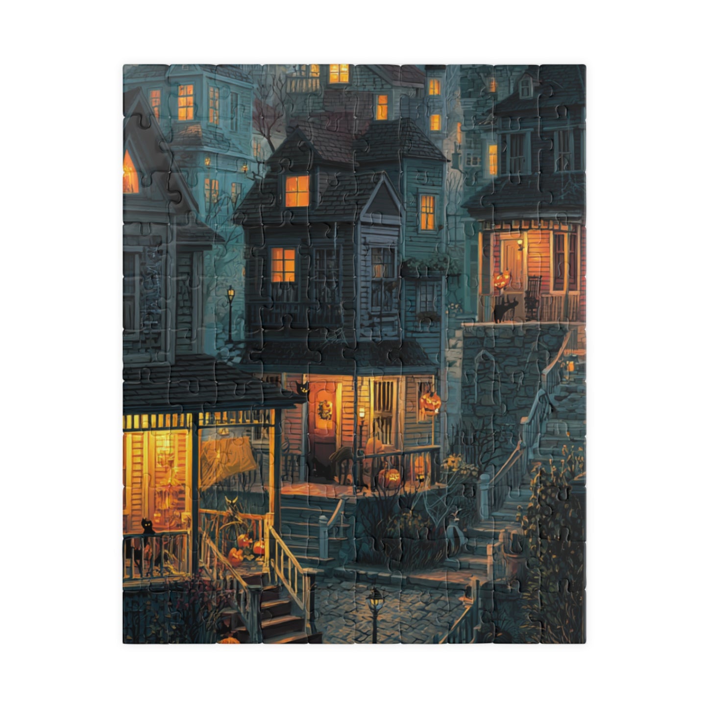 Creepy Town on Halloween Night Puzzle, Spooky Haunted Jigsaw for Family Game Night & Seasonal Fun, 110-1014 Piece Jigsaw Puzzle
