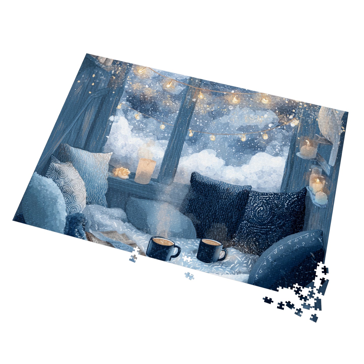Snowy Window Glow Cozy Winter Night Hygge Jigsaw for Relaxing Evenings & Holiday Gifts