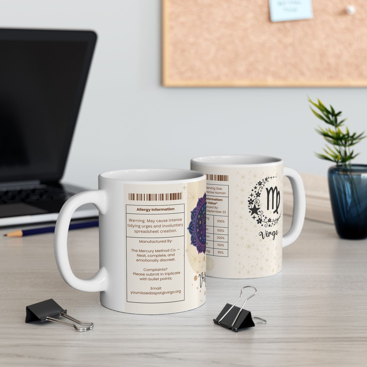 Virgo Nutrition Facts Mug, Funny Astrology Gift, Zodiac Ceramic Mug 11oz & 15oz, Birthday Gift for Virgo, Astrology Lover Gift