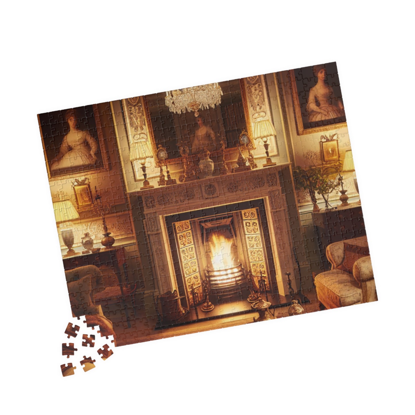Victorian Elegance Puzzle – Cozy Victorian Living Room with Fireplace, Perfect Fall & Winter Gift