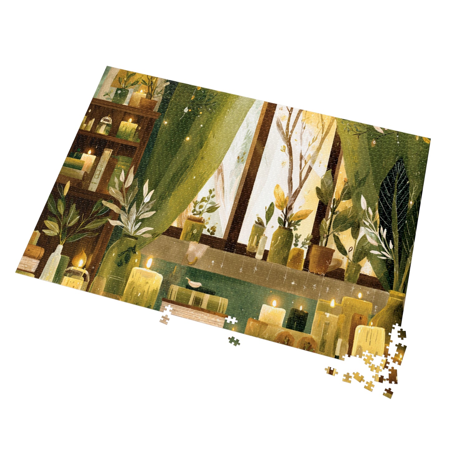 Botanical Candlelight Puzzle — 500‑Piece Jigsaw with Tin