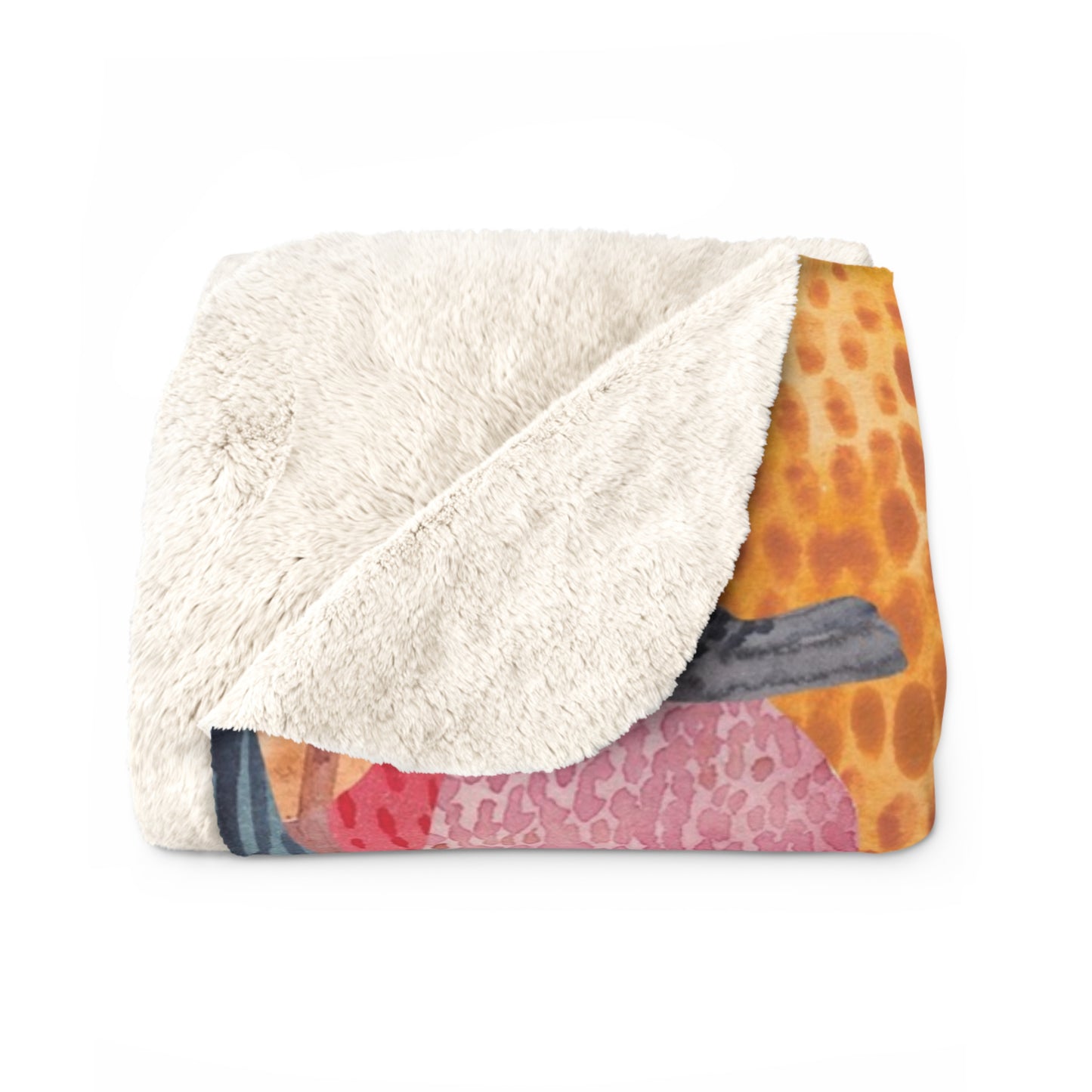 Cozy Forest Sherpa Blanket — Colorful Watercolor Trees Throw